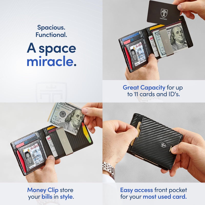 TRAVANDO Mens Wallet with Money Clip AUSTIN RFID Blocking Bifold Credit Card Holder for Men with Gift Box - Image 3